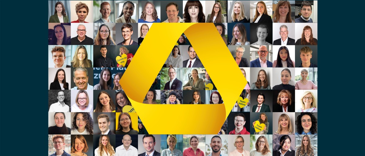 Tableau of portraits and Commerzbank logo.